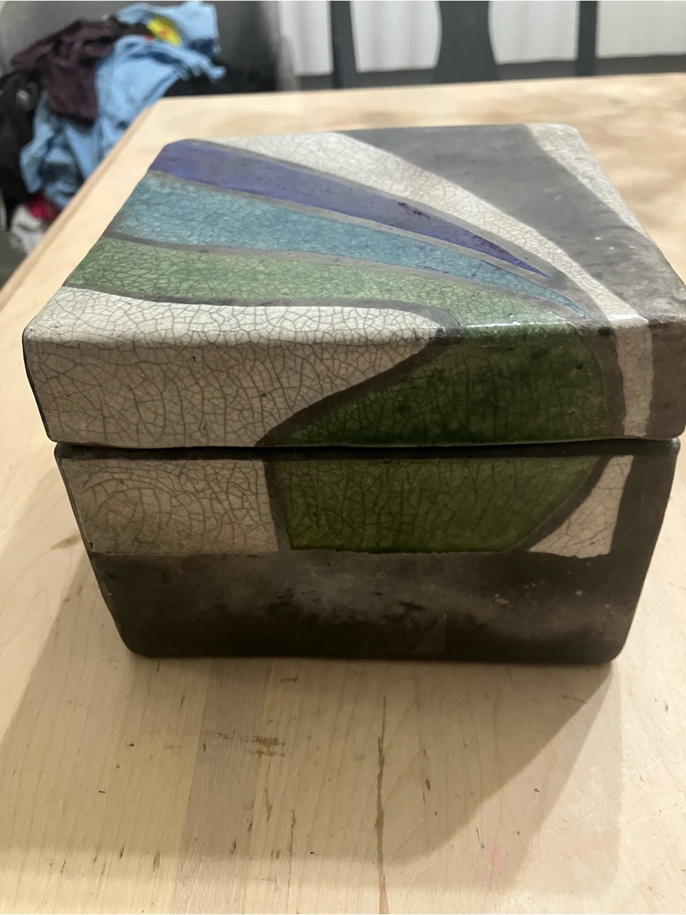 Original Vintage Raku Lidded Ceramic Box by Trudi Battershall